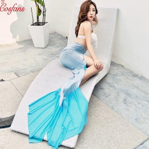 2019 Sexy Deluxe Mermaid Tail Skirt Halloween shell Adult Princess Cosplay Costume Sexy Women Masquerade Fancy Party Dress