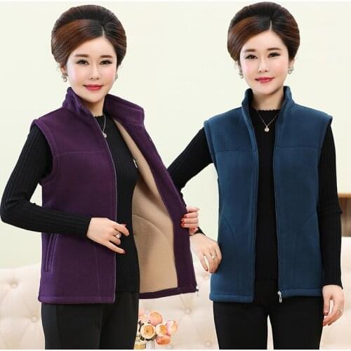 2019 mother loaded fleece vest Outerwear female spring autumn middle-aged warm fleece short vest jacket Plus size Women coats