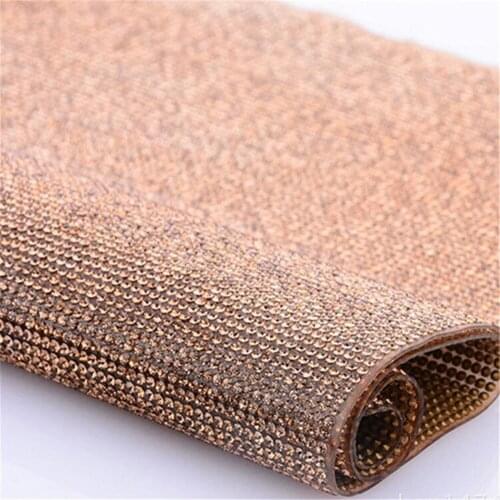 24*40CM Peach Color Crystal Rhinestone Trim DIY Hotfix Iron On Strass Glass Rhinestone Mesh Wedding Garment Bag Art Decoration