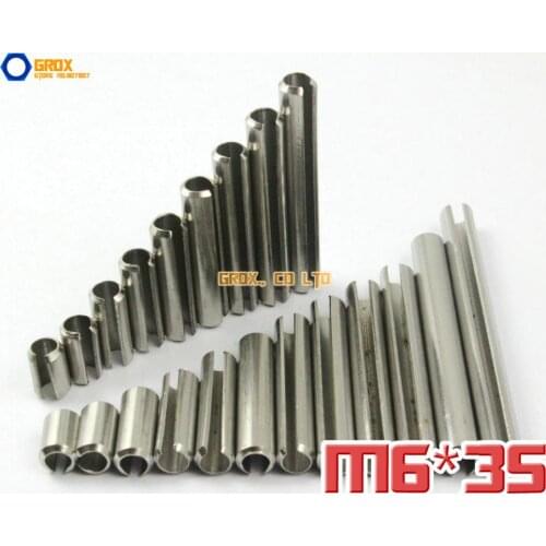 25 Pieces M6 x 35mm 304 Stainless Steel Slotted Spring Tension Pin Sellock Roll Pin