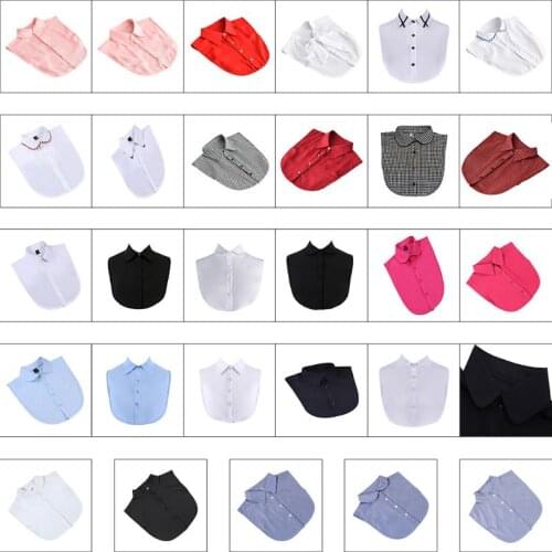 29 Styles Womens Detachable Fake False Collar Solid Color Retro Plaid Check Chiffon Half Shirt Blouse Adjust Clothes Accessories