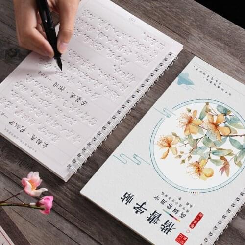 6pcs/sets 3D Chinese Characters Reusable Groove Calligraphy Copybook Erasable pen Learn hanzi Adults Art Writing for Beginner