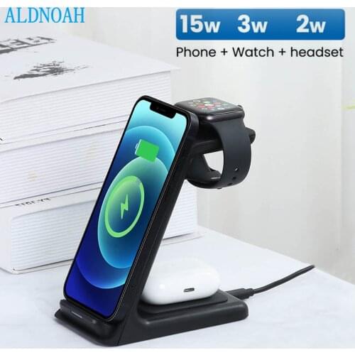 Wireless Charging Stand ALDNOAH 3 in 1Charger Charging Dock Station for Apple Watch 6 SE 5 4 3 2 Airpods 2 Pro iPhone 12 11 XS