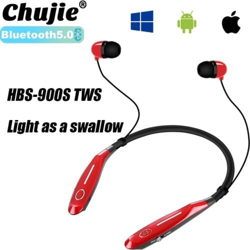 HBS900S TWS Bluetooth Earphones Wireless Headset Waterproof Neck-Style Headphones Stereo Sports Earbuds For Xiaomi Huawei Iphone
