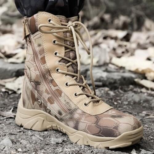 Military Tactical Boots Men Winter Motocycle Boots Yellow Python Combat Army Shoes For Men Botas Desert Safty Black Work Shoes