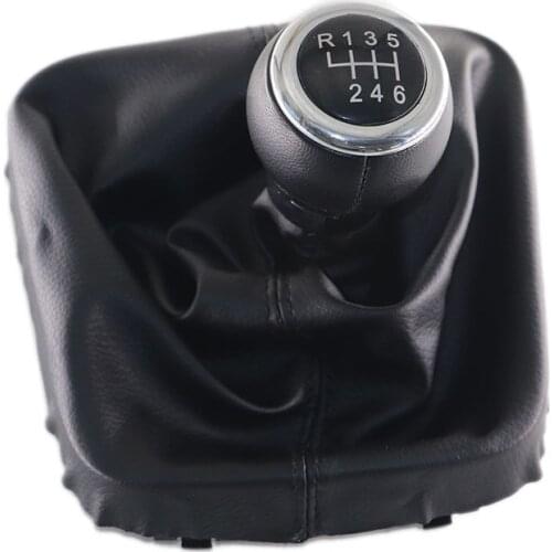 Chrome & Leather Car Shift Gear Knob Lever Gaitor Boot Cover For VW GOLF 5 MK5 2004-2008 decoration accessories