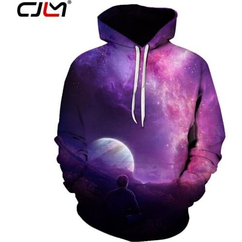 CJLM 3d Hoodies Printed Galaxy Space Moon Hooded Sweatshirts Male Casual Long Sleeve Collar Coat Winter Jacket Men Wholesales