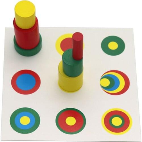 Montessori Wooden Cylinders Educational Toys With Card Kids Children Early Teaching Gift 95AE