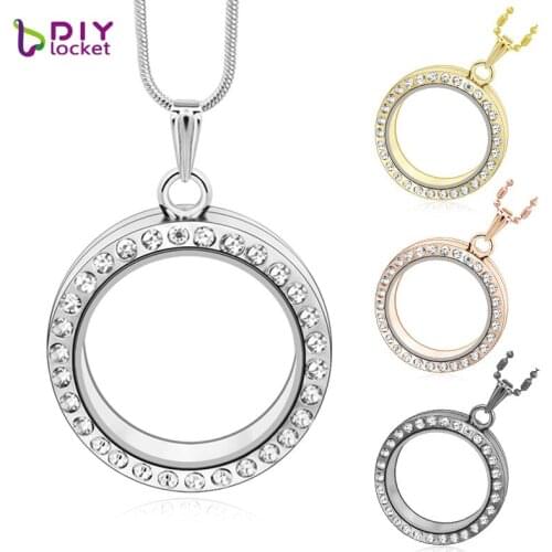 Diylocket New 30mm 4 colors Round magnetic glass floating charm locket pandent necklace (chains included for free) LSFL01
