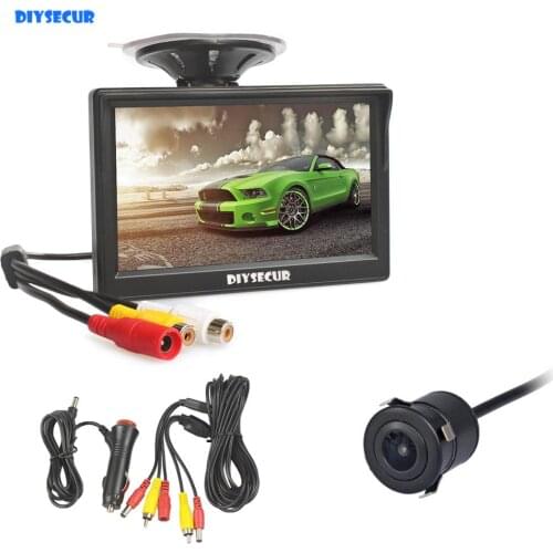 DIYSECUR 5" TFT LCD Display Car Monitor Waterproof 18.5mm HD Rear View Car Camera CMOS 7070