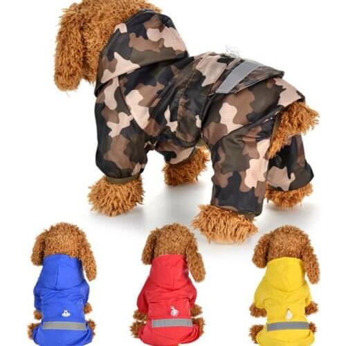 Pet Dog Raincoat Waterproof Puppy Cat Camouflage Reflective Hooded Jumpsuit Rain Coat for Small Dogs Costumes Rain Proof Clothes