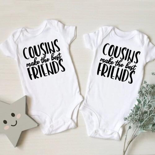 Twins Baby Pregnancy Announcement Onesie Bodysuits Cousins Make The Best Frineds Newborn Boys Girls Playsuit Baby Shower Gift