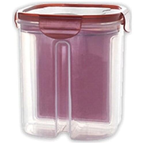 F1CC 2/4 Grids Plastic Kitchen Cereal Dispenser Sealed Flour Grain Rice Storage Box Dry Food Container