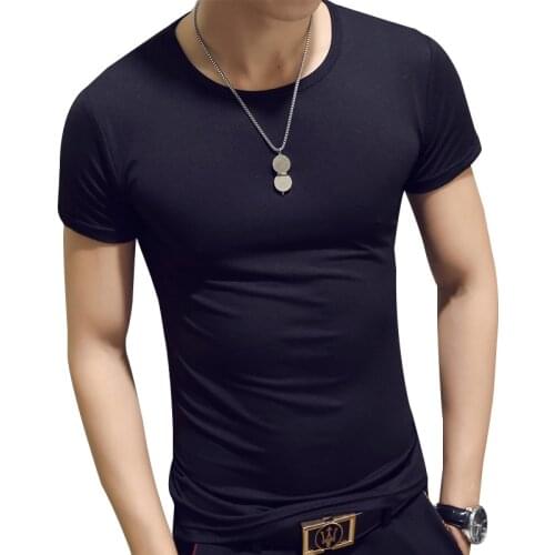 Hot Fashion Summer Casual Mens Shirts Short Sleeve T Shirt Mens O Neck T Shirt Men Cotton Solid Tee Tops tshirt Homme for Men