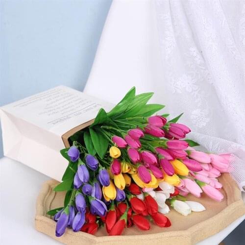 Artificial Tulip Flower Real Touch Artificial Bouquet Artificial Flower Wedding Decoration Flowers Home Garden Decor Party Decor