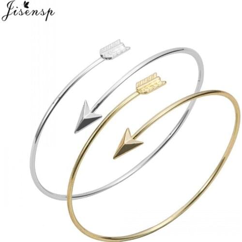 Jisensp New Fashion Design Arrow Bangle Cuff Bracelets Jewelry Vintage Open Adjustable Arrow Bracelet Bangles Valentines Gift