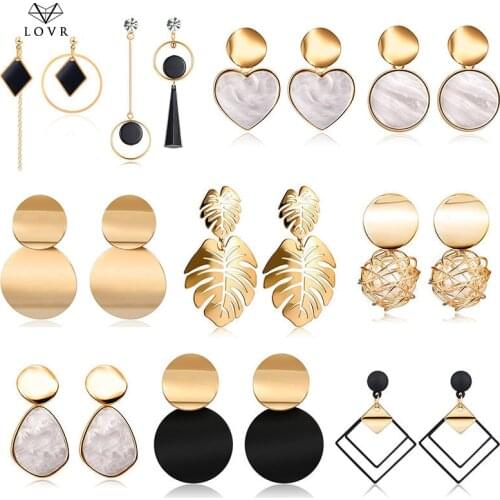 LOVR New Korean Statement Drop Earrings for Women Fashion Vintage Geometric Acrylic Dangle Hanging Earring wedding 2020 Jewelry