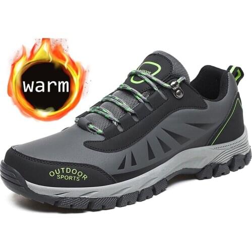 Winter New Men Hiking Shoes Outdoor Trekking Shoes Waterproof Male Walking Sneakers Jogging Mountain Man Boots Low Cut Lace-Up