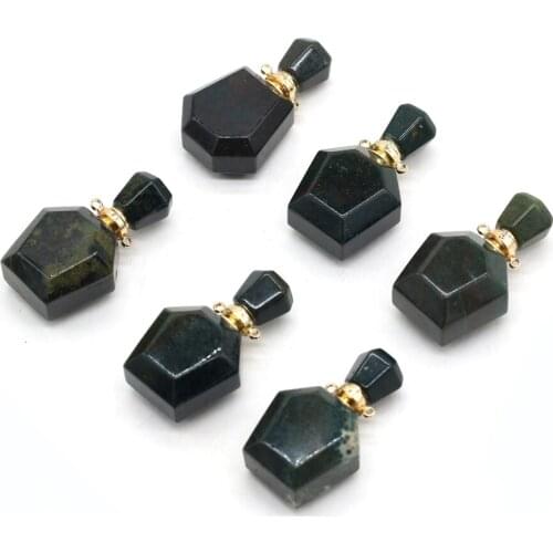 Natural Perfume Bottle Marine Tourmaline Stone Pendant Necklace Crystal Agate Essential Oil Diffuser Charms for Jewelry Making