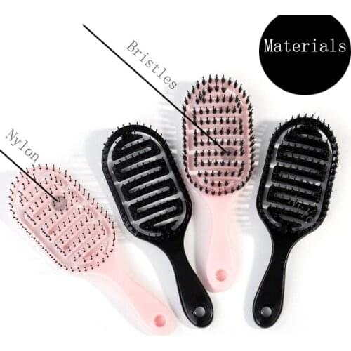 Doesn't Hurt Hair Boar Bristles Big Curved Comb Fluffy Massage Styling Hair Styling Oil Hair Fashion Comfortable Hollow Out Comb
