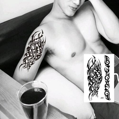 1PC NEW Taty Large Body Art Arm Sleeves Temporary Tattoo Sticker Fake cool Men Indian Totem tatuagem 24model wolf cross design