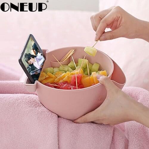 ONEUP Fruit Drain Tray Double Drain Fruit Drain Basin Mobile Phone Holder Snack Storage Tray 2020 New Kitchen Accessories Tool