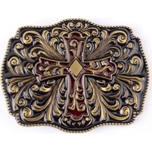 Wholesale belt buckles metal Cross arabesque pattern leather belt clip clasp DIY belt buckles