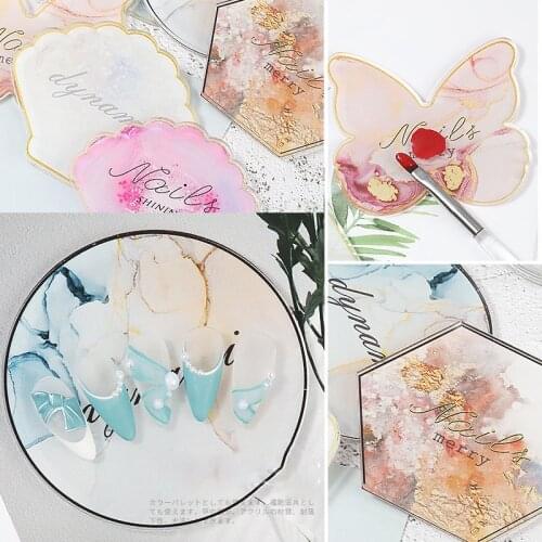 Nail Palette Color Board Painting Plate Resin Acrylic UV Gel Polish Cream Foundation Mixing Crystal Agate Manicure Tools Display