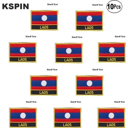 Laos Flag Embroidery Patches Iron on Saw on Transfer patches Sewing Applications for Clothes in Home&Garden