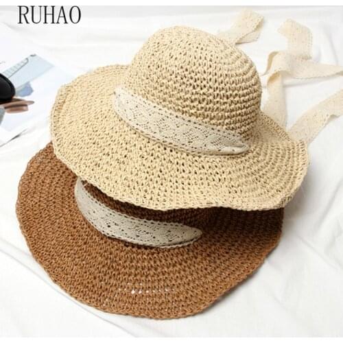 RUHAO Beach Cap Sun Bonnet Visor Empty Top Hat Female Summer Sunscreen Folding Big Sun Hat for Girl Hat women elegante cap