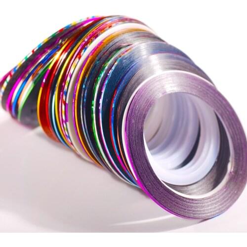 Hisenlee 1mm 31 Colors/Rolls Nail Striping Tape Decal DIY 3D Variety Nail Art Decorations Nail Line Foil DIY Beauty Nail Sticker