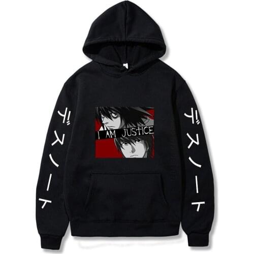 Death Note Daily Casual Hooded Tops Designer Faddish Japanese Anime Printed Streetwear For Man Pullover Harajuku Hip Hop Hoodie