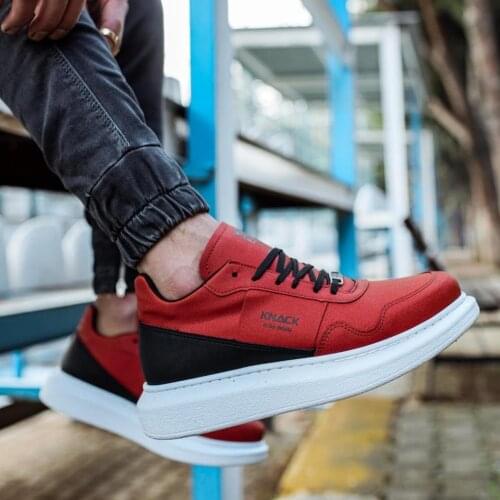 Knack High Bottom Casual Sheepskin Shoes 040 Orange Men 'S Seasonal Orthotic Insole Style Sport Lace-Up Sneaker Spring Summer Fashion