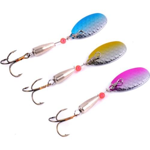 1pcs 6cm 4g Metal Spoon Lures Rotating Sequins Fishing Lure Spinner Baits Wobbler Crankbait Carp Fishing Treble Hook Peche