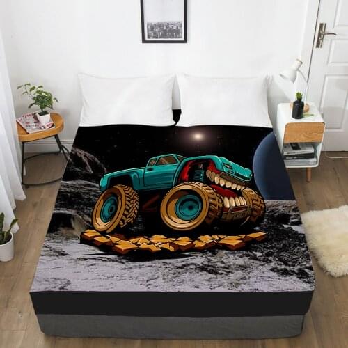 Car Cartoon Kids Elastic fitted sheet bed sheet With An Elastic Band Mattress Cover Bed cover for children baby Big teeth