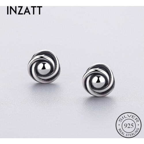 INZATT Vintage 925 Sterling Silver Flower Stud Earrings For Women Party Anniversary Trendy Fine Jewelry Charm Accessories Gift