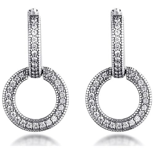 Sparkling Double Hoop Earrings 100% 925 Sterling Silver Jewelry Free Shipping