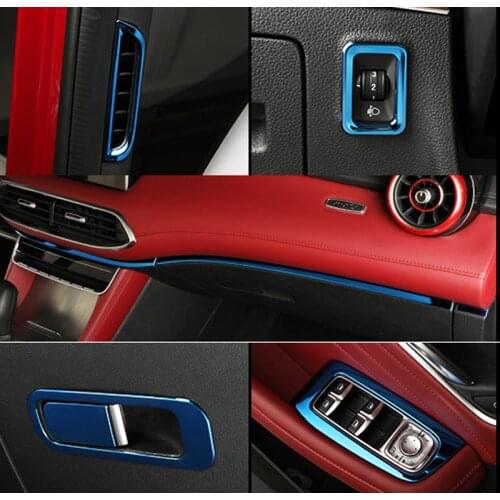 BLUE item for MG HS 2018-2019 Stainless steel interior Glass Lift Switch Panel Steering wheel decorate Stainless steel