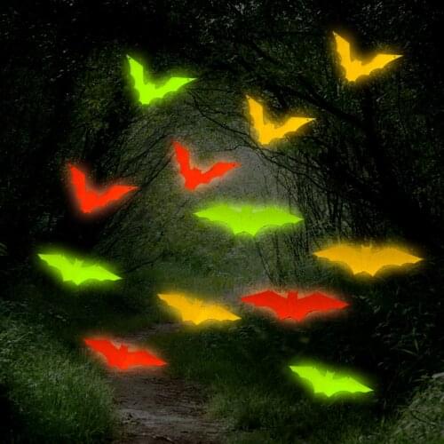 Luminous Bat 3D Wall Stickers Halloween Decor Decals Flag Room Decor Wallstickers Glow In The Dark Halloween Day Festival Party