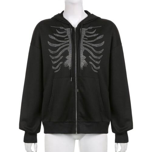 2021 Women Hip Hop Streetwear Hoodies Women Jacket Print Jacket Coat Goth Harajuku Y2k Clothes Punk Jacket Outwear Zipp