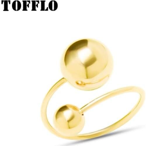 TOFFLO Stainless Steel Jewelry Big And Small Steel Ball Opening Ring Personality Ring For Women BSA101