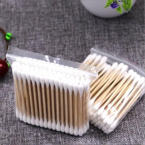 10Pack Double Head Cotton Swab Cosmetic Cotton Buds Wood Sticks Nose Ears Cleaning Women Makeup Cotton Swabs Health Care Tools