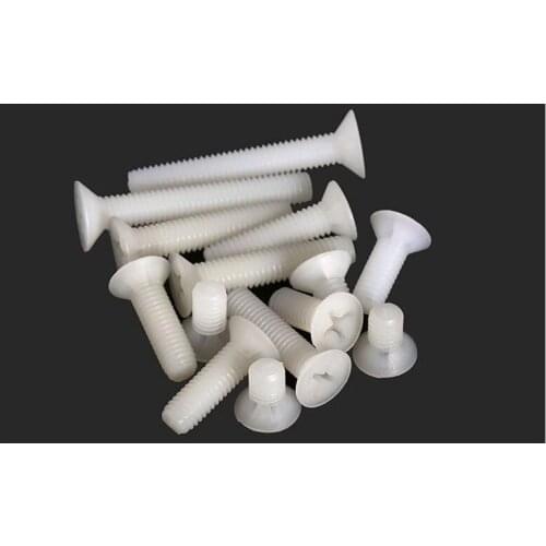 100pcs M2/M2.5/M3/M4/M5/M6 countersunk cross nylon screw leveler plastic screw flat head plastic screw length 5-20mm