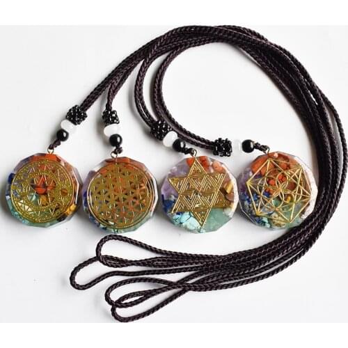 2020 New fashion Colorful natural stone Geometry Chakra Energy necklaces & pendants jewelry 4pcs/lot Wholesale free shipping