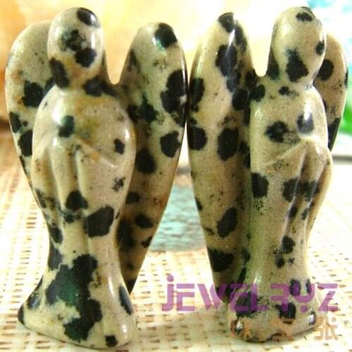 5pcs Fashion Natural Black Spot Stone bead Angel Charms Statue Carved Angel Figurine Beads With Wing Pendant bead Pendants