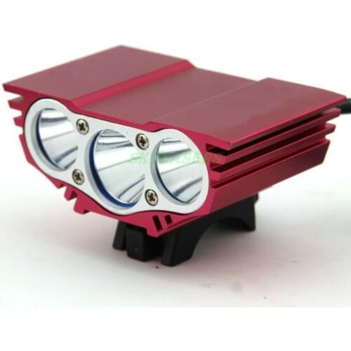 5000 Lumens Red 3 X XML U2 LED Front Bicycle Light Cycling Bike Lamp + Battery Pack & Charger