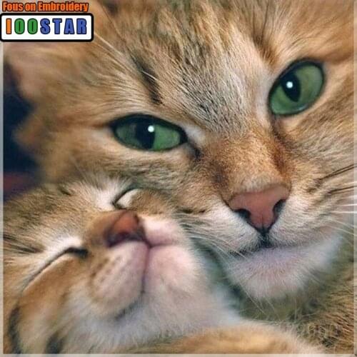 5D Diy Diamond Embroidery Cross Stitch Loverly Cat &Baby Cat Square Full Diamond Mosaic Needlework Diamond Painting Decora Resin