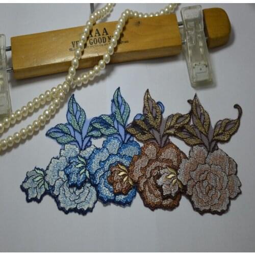 6pcs/lot) Venice sewing boutique 4 colors shiny silk dress lace applique embroidery lace pattern -16051502