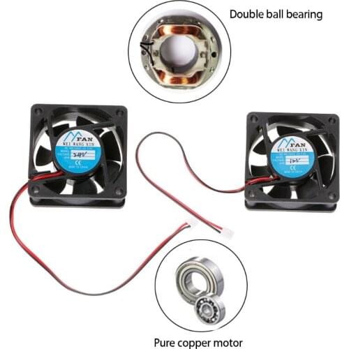 60mmx60mmx25mm DC 12V 24V 2-Pin Cooler Brushless PC CPU Case Cooling Fan