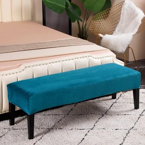 Velvet Plush Fabric Bench Cover Solid Color Piano Stool Covers Rectangle Bedroom Long Stool Cover Bench Protector Slipcover